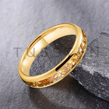 Outstanding Inlaid Gold colored crystal stone 4/6/8MM Men's and Women's Comfortable Fit Wedding Tungsten Ring