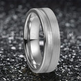 Customized Inlay, 1.5mm Offset Groove Pipe Cut Matte 6MM Gold/Silver Tone Tungsten Blank Core Comfort Fit Rings
