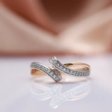 Elegant Geometric Design Full Bling 14K Filled Rose Gold AAA+ Zircon Diamonds Rings for Women Wedding Party Jewelry