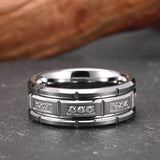 Awesome 8mm Fashion White AAA Zircon Tungsten Carbide Men's Wedding Ring, Suitable for Daily Wear, Jewelry Gift