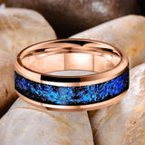 Blue Foil Inlay Beveled Polished Shiny 6/8MM Tungsten Ring for Men Women, Comfortable Fit Engagement Wedding Bands