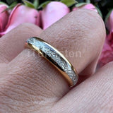 Bright Meteorite Inlay 4mm Popular Women Engagement Wedding Band Tungsten Carbide Comfort Fit Ring
