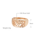 Exquisite Hollow Embossed Flowers 14K Rolled Rose Gold Rings for Women - Fashion Geometric Charm Party Jewelry