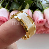 Popular Beveled Center Brushed and Polished 10mm Large Ring Men's Tungsten Engagement Comfortable Fit Ring