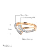 Elegant Geometric Design Full Bling 14K Filled Rose Gold AAA+ Zircon Diamonds Rings for Women Wedding Party Jewelry