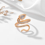 Luxury New Design 14K Rolled Rose Gold AAA+ Zirconia Diamonds Full Pave Snake Ring for Women - Party Luxury Jewelry