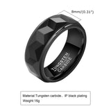 New Arrival Black Anti Scratch Geometric Surface Metal 8mm Tungsten Men Ring,  Engagement, Wedding Band.