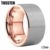 Admirable Flat Brushed Rose-Gold-Color12MM Tungsten Carbide Rings for Men Women Fashion Engagement Wedding Bands