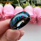 Nice Shiny Galaxy Opal Domed Polished 8mm Tungsten Men and Women Comfort Fit Engagement Wedding Bands