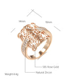 New Luxury Unique Hollow Wide Face Design Filled 14K Rose Gold With AAA Zircon Diamonds Rings Wedding Jewelry