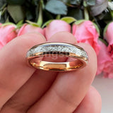 Bright Meteorite Inlay 4mm Popular Women Engagement Wedding Band Tungsten Carbide Comfort Fit Ring