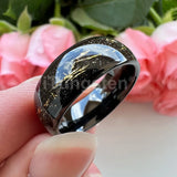 Polished Shiny Domed Sandblast Foil Inlay 8mm Tungsten Carbide Comfort Fit Wedding Bands Men/Women Fashion Jewelry