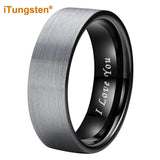 Classic Multiwidth Black Brushed FinishTungsten 6/8/10/12MM Flat Comfort Fit Wedding Band Ring for Men and Women
