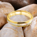 High Quality Pink Color Opal 4MM Nice Women Tungsten Comfort Fit Engagement Wedding Band - Trendy Jewelry