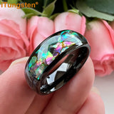 Superb Abalone Shell Inlay Domed Shape Polished Shiny Tungsten Carbide Ring Men, Women Comfort Fit Wedding Bands