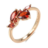 Luxury Orange Red AAA Zircon Crystals 14K Filled Rose Gold Rings For Women Bride Jewelry Party Gift