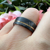 Terrific Offset Groove Brushed Finish 6mm 8mm Mens Womens Tungsten Carbide Ring Comfort Fit Wedding Bands
