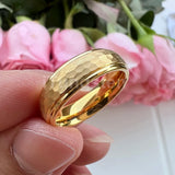 Marvelous Domed Stepped Edges 6mm 8mm Tungsten Hammer Comfort Fit Engagement Wedding Band Men, Women Trendy Jewelry