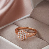 Luxury Hexagon Cut Rolled 14K Rose Gold AAA Zircon Diamonds Full Paved Rings For Women Bride Wedding Jewelry