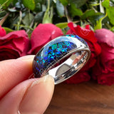 Very Beautiful Domed Polished Bright Opal 8mm Men Women Tungsten Comfort Fit Engagement Wedding Band