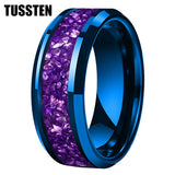 Awesome Purple Crystal Stone Inlaid  6/8MM Men's and Women's Comfortable Fit Wedding Tungsten Carbide Bands