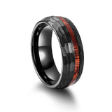 Super Wood Inlay Grooved Hammered 8mm Black Tungsten Carbide Wedding Rings For Men Engagement Bands Fashion Jewelry