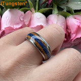 Blue Lapis Whisky Wood Inlay 4 Colors 8mm New Tungsten Carbide Ring for Men and Women Engagement Wedding Band