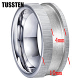 Classic Marvelous Groove Domed Polished 10mm Tungsten Blank Core with 6mm Comfort Fit Rings