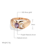 Luxury Purple Oval Filled 14K Rose Gold AAA Zircon Crystals Rings For Women, Bridal Fine Jewelry Trendy Rings