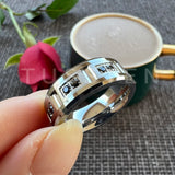 New Arrivals Black CZ Inlay 8MM Tungsten Steel Combination Cool Men's Promise Wedding Bands Rings