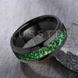 Green Moss Agate Inlay 6/8MM Dome Edges Tungsten Carbide Rings Mens Womens Fashion Engagement Wedding Bands