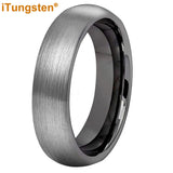 Superb Blue Domed Brushed 6mm 8mm  Tungsten Carbide Ring for Men and Women Comfort Fit Engagement Wedding Band