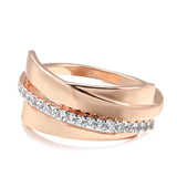 Geometric Smooth Edge Design Filled 14K Rose Gold AAA+ Zircon Diamonds Rings for Women - Minimalist Party Jewelry
