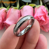 Bright Meteorite Inlay 4mm Popular Women Engagement Wedding Band Tungsten Carbide Comfort Fit Ring