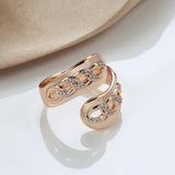 Personality Twist Chain 14K Filled Rose Gold With AAA Zircon Diamonds Rings Fashion Women Rings Party Unusual Jewelry
