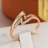 Gorgeous Simple Double Layer 14K Rolled Rose Gold Glossy AAA+ Zircon Diamonds Flat Rings - Trendy Daily Wear Jewelry