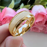 Awesome Domed Grooved Sandblasted 6mm 8mm Tungsten Carbide Comfort Fit Ring for Women Men - Gift Jewelry