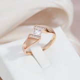 New Design Luxury Square AAA Cubic Zircon Diamonds Rolled Rose Gold of 14-Karat Purity Fine Jewelry Rings For Women