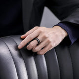 Awesome Simulated Diamond Inlay Channel Set 8mm Mens CZ Rings Black Tungsten Wedding Bands Comfort Fit Rings for Men