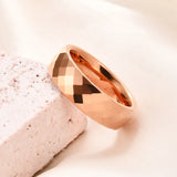 Black Rose Gold  Faceted Edge Dome Polished 4MM/6MM Tungsten Carbide Wedding Bands Couple Rings for Women and Men
