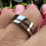 Popular Real Wood Inlay 8mm Men and Women Classic Tungsten Carbide Ring Comfort Fit Wedding Band
