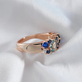 Superb Full AAA Zircon Crystals Double Blue Design Luxury Filled 14K Rose Gold Party Matching Fashion Jewelry Rings