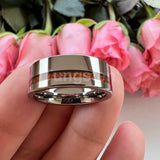 Popular Real Wood Inlay 8mm Men and Women Classic Tungsten Carbide Ring Comfort Fit Wedding Band