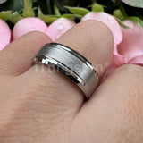 Classic Stepped Beveled Special Brushed 6mm 8mm Fashion Rings Tungsten Comfort Fit Wedding Band for Men Women