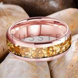 Outstanding Inlaid Gold colored crystal stone 4/6/8MM Men's and Women's Comfortable Fit Wedding Tungsten Ring