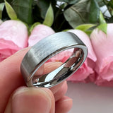 Super Brushed Pipe Cut 6/8mm Tungsten Carbide Rings for Couple Comfort Fit Engagement Wedding Band Jewelry