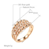 Luxury Double Metal Beads Rolled 14K Rose Gold Chain AAA Zircon Diamonds Rings for Women Personality Trendy Jewelry