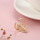 Trendy Boho Hollow Flower Filled 14K Rose Gold AAA Zircon Crystals Fine Rings for Women Bride Wedding Jewelry