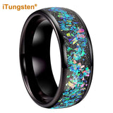 Nice Shiny Galaxy Opal Domed Polished 8mm Tungsten Men and Women Comfort Fit Engagement Wedding Bands