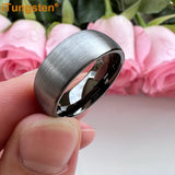 Superb Blue Domed Brushed 6mm 8mm  Tungsten Carbide Ring for Men and Women Comfort Fit Engagement Wedding Band